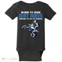 Born Ride Dirt Bikes Forced School Funny Motocross Boy Baby Bodysuit thumb 0