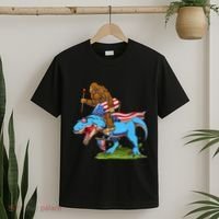 Bigfoot Riding Dinosaur USA Flag 4th Of July America T-Shirt thumb 2