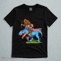 Bigfoot Riding Dinosaur USA Flag 4th Of July America T-Shirt thumb 5