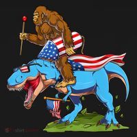 Bigfoot Riding Dinosaur USA Flag 4th Of July America Women's Tank Top thumb 5