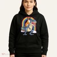 Boxer Riding Dinosaur T Rex Dog Lover Boys Kids Rainbow Hoodie thumb 5
