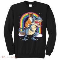 Boxer Riding Dinosaur T Rex Dog Lover Boys Kids Rainbow Sweatshirt thumb 0
