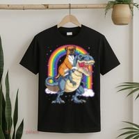 Boxer Riding Dinosaur T Rex Dog Lover Boys Kids Rainbow T-Shirt thumb 2