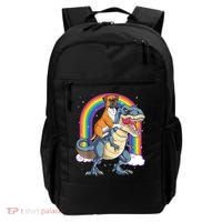 Boxer Riding Dinosaur T Rex Dog Lover Boys Kids Rainbow Backpack thumb 0