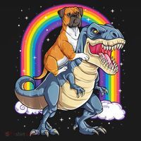 Boxer Riding Dinosaur T Rex Dog Lover Boys Kids Rainbow Women's Hoodie thumb 2
