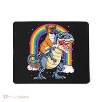 Boxer Riding Dinosaur T Rex Dog Lover Boys Kids Rainbow Mousepad thumb 0