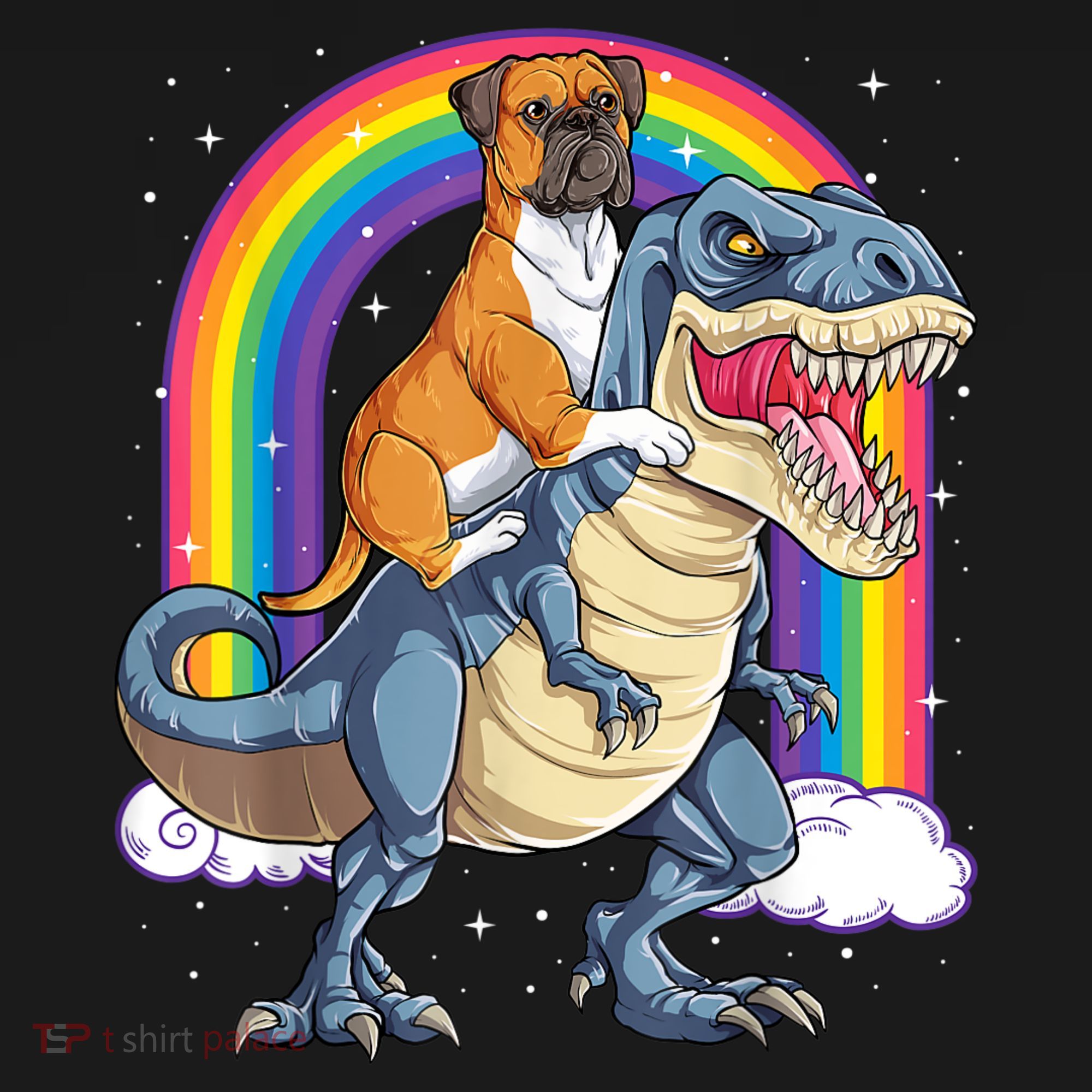 Boxer Riding Dinosaur T Rex Dog Lover Boys Kids Rainbow Women's Tank Top