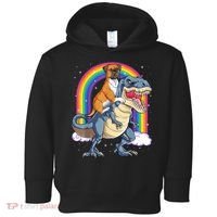 Boxer Riding Dinosaur T Rex Dog Lover Boys Kids Rainbow Toddler Hoodie thumb 0
