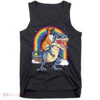 Boxer Riding Dinosaur T Rex Dog Lover Boys Kids Rainbow Tank Top thumb 0