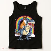 Boxer Riding Dinosaur T Rex Dog Lover Boys Kids Rainbow Tank Top thumb 2