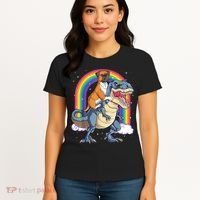Boxer Riding Dinosaur T Rex Dog Lover Boys Kids Rainbow Women's T-Shirt thumb 4