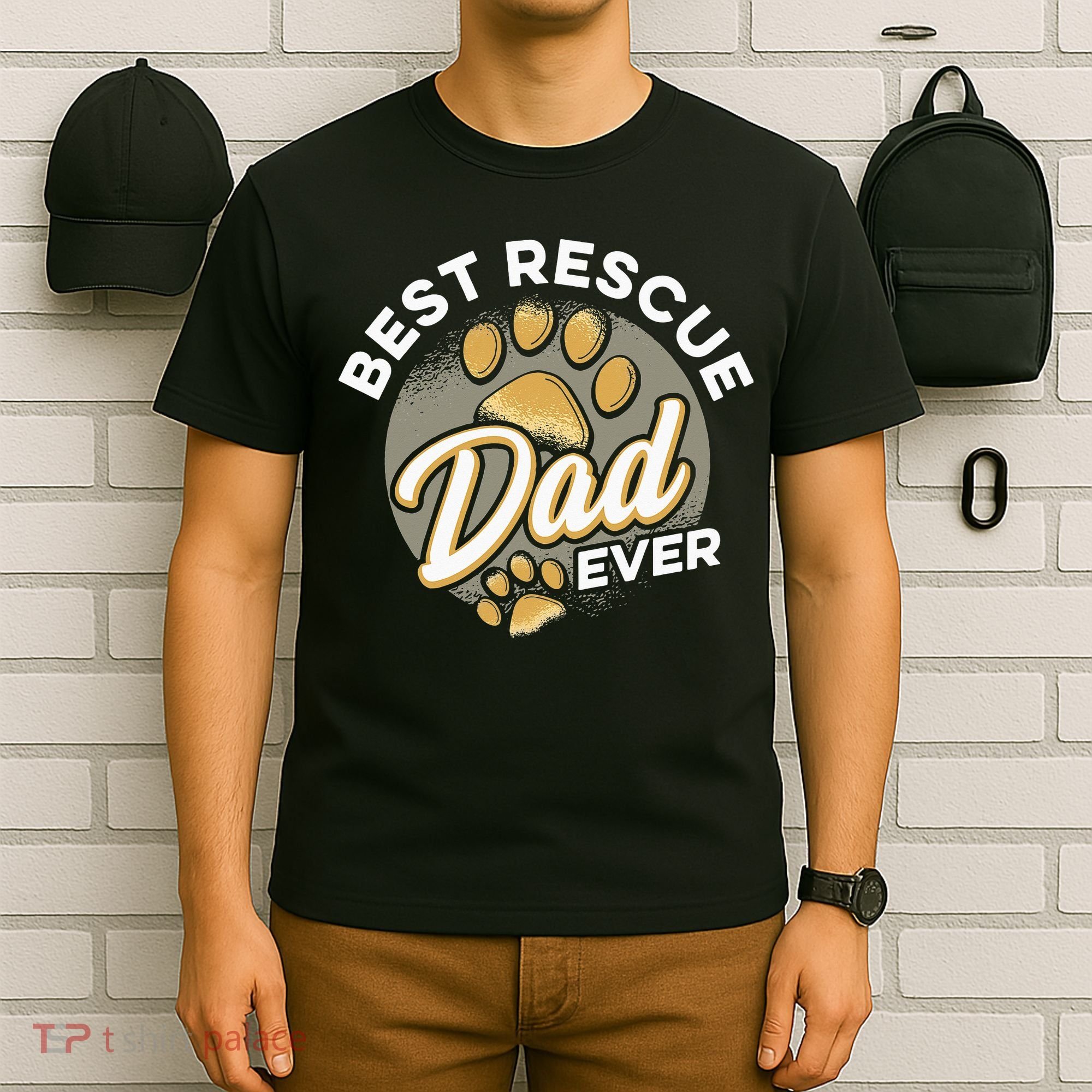 Best Rescue Dad Ever Animal Rescue Cat Dog Rescue T-Shirt