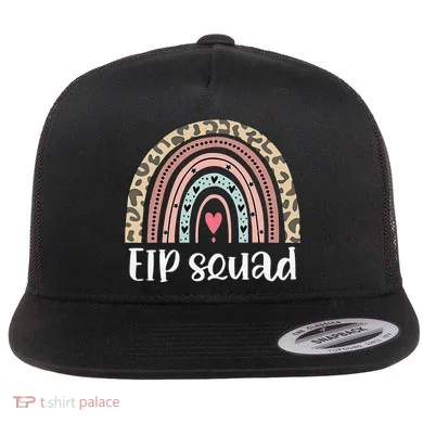 Boho Rainbow EIP Squad Early Intervention Program ECSE Team Flat Bill Trucker Hat