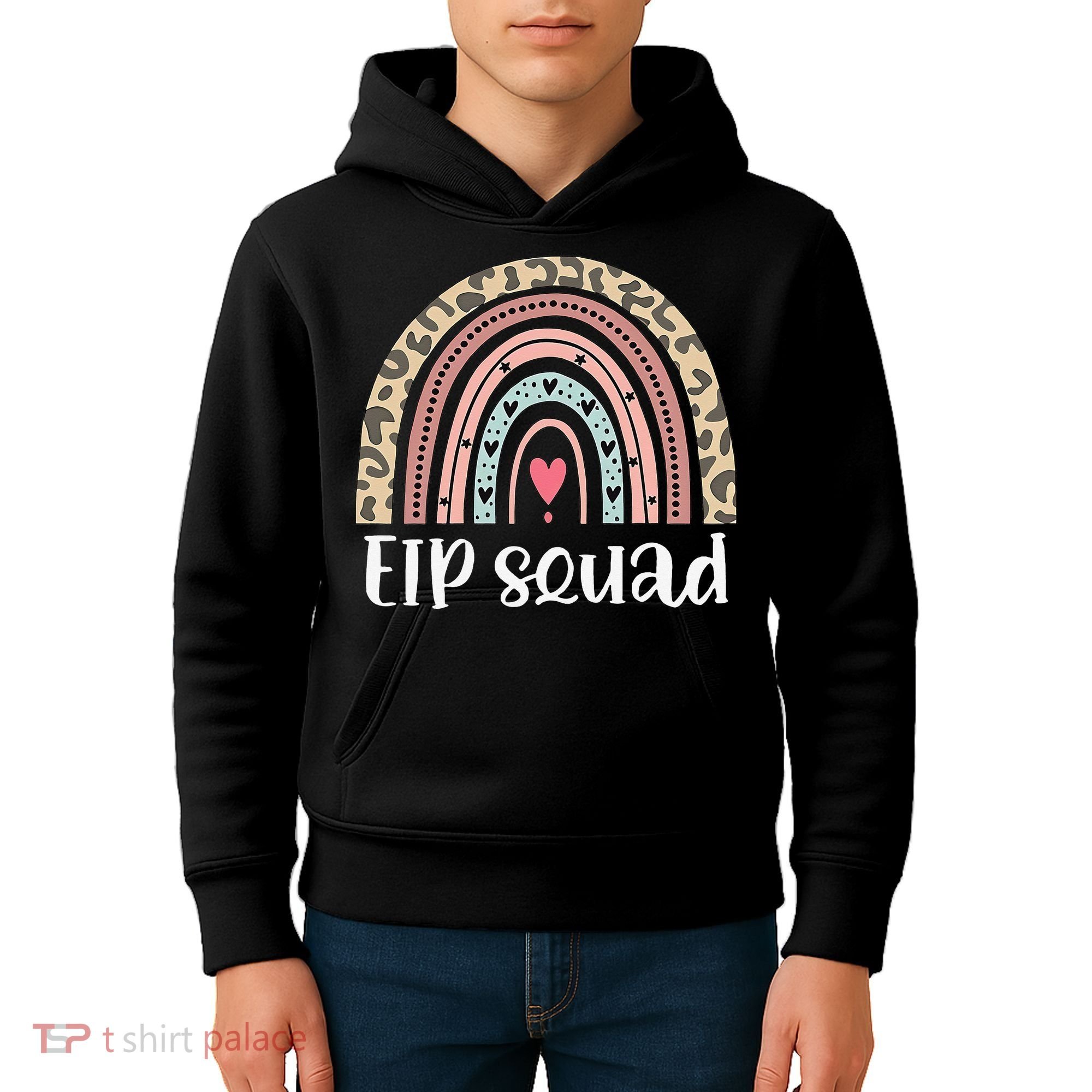 Boho Rainbow EIP Squad Early Intervention Program ECSE Team Kids Hoodie