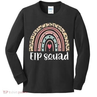 Boho Rainbow EIP Squad Early Intervention Program ECSE Team Kids Long Sleeve Shirt