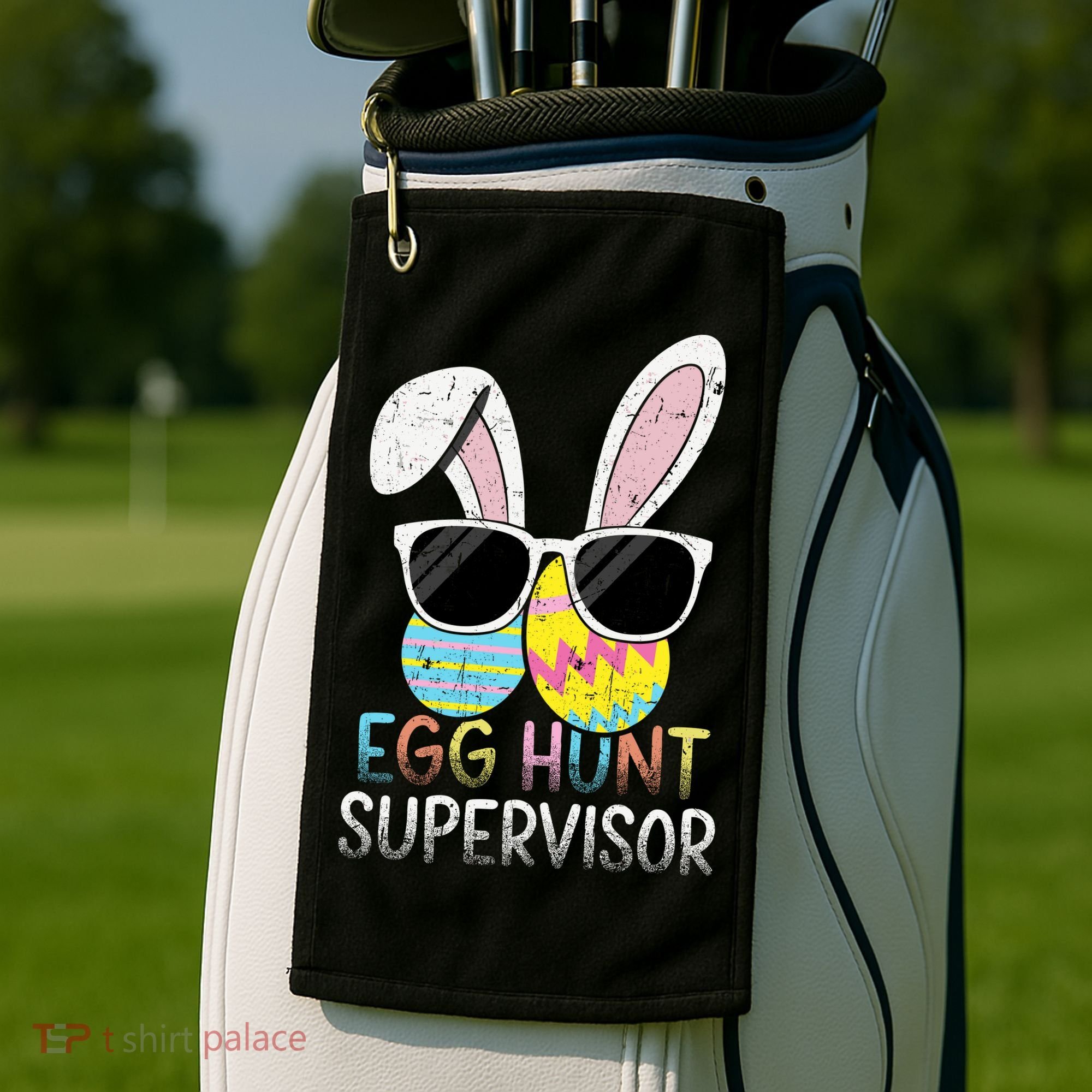 Bunny Rabbit Easter Egg Hunt Supervisor Funny Golf Towel