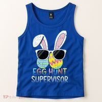 Bunny Rabbit Easter Egg Hunt Supervisor Funny Tank Top thumb 2