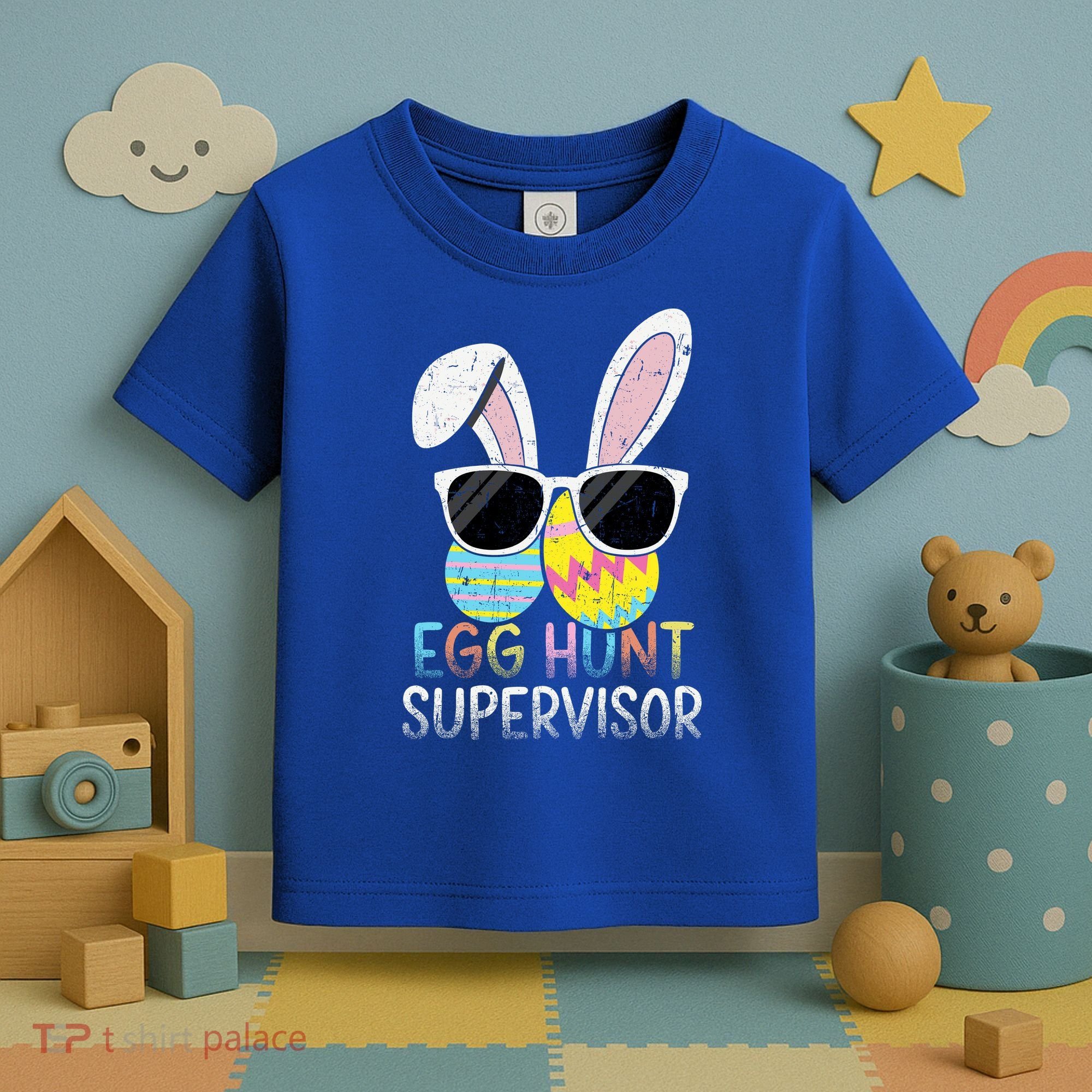 Bunny Rabbit Easter Egg Hunt Supervisor Funny Toddler T-Shirt