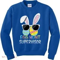 Bunny Rabbit Easter Egg Hunt Supervisor Funny Kids Sweatshirt thumb 0