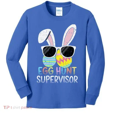 Bunny Rabbit Easter Egg Hunt Supervisor Funny Kids Long Sleeve Shirt