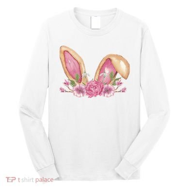 Bunny Rabbit Ears Cute Illustration Easter Long Sleeve Shirt