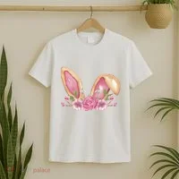 Bunny Rabbit Ears Cute Illustration Easter T-Shirt thumb 2