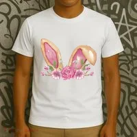 Bunny Rabbit Ears Cute Illustration Easter T-Shirt thumb 3