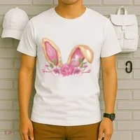 Bunny Rabbit Ears Cute Illustration Easter T-Shirt thumb 6