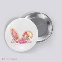 Bunny Rabbit Ears Cute Illustration Easter Button thumb 0