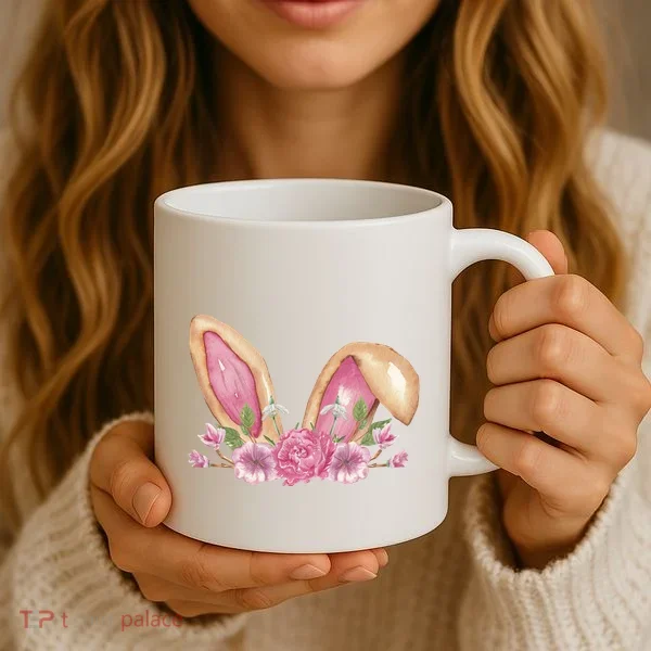 Bunny Rabbit Ears Cute Illustration Easter Coffee Mug