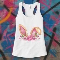 Bunny Rabbit Ears Cute Illustration Easter Women's Tank Top thumb 3