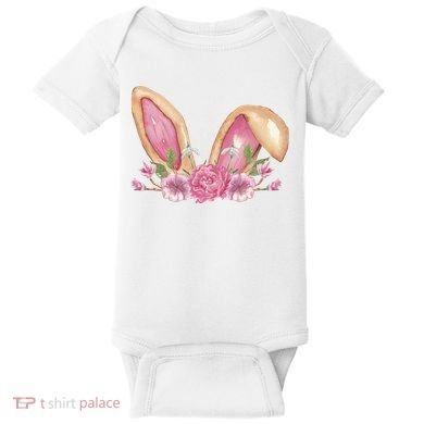 Bunny Rabbit Ears Cute Illustration Easter Baby Bodysuit