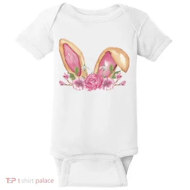 Bunny Rabbit Ears Cute Illustration Easter Baby Bodysuit