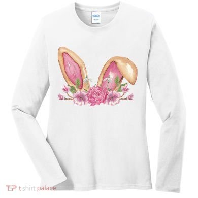 Bunny Rabbit Ears Cute Illustration Easter Women's Long Sleeve Shirt