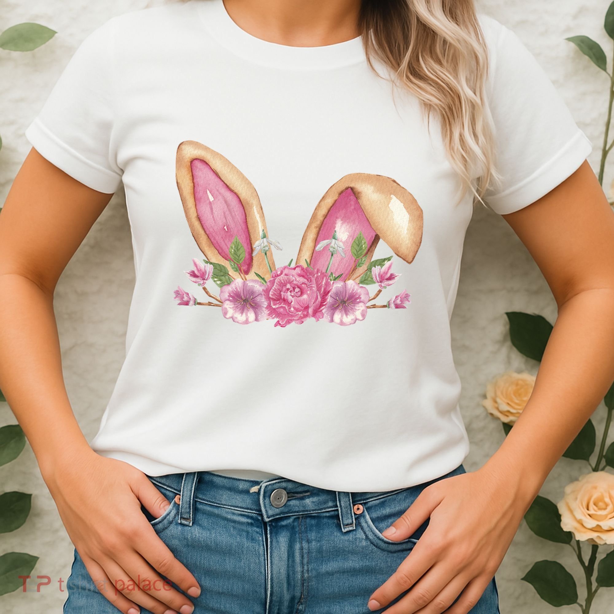 Bunny Rabbit Ears Cute Illustration Easter Women's T-Shirt