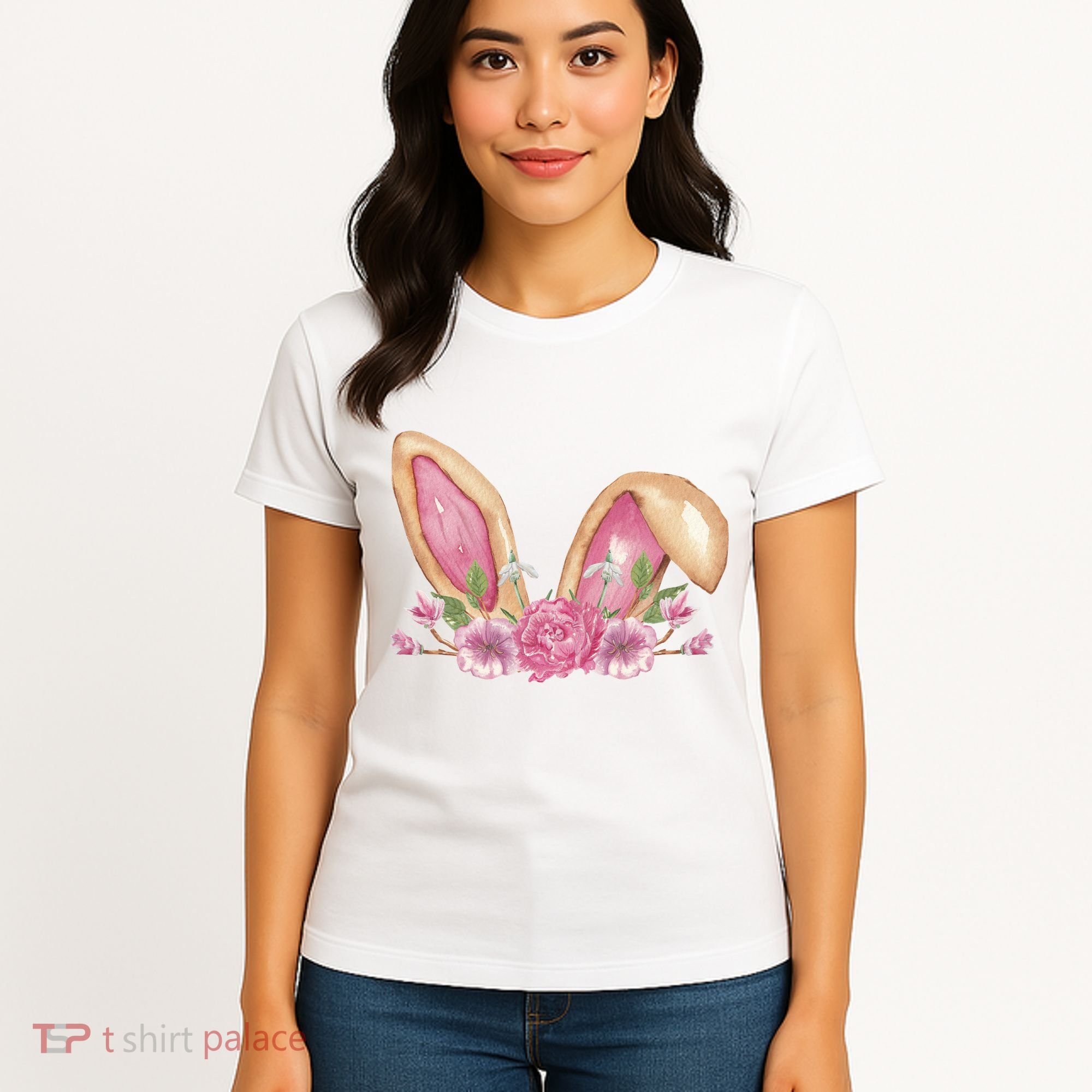 Bunny Rabbit Ears Cute Illustration Easter Women's T-Shirt