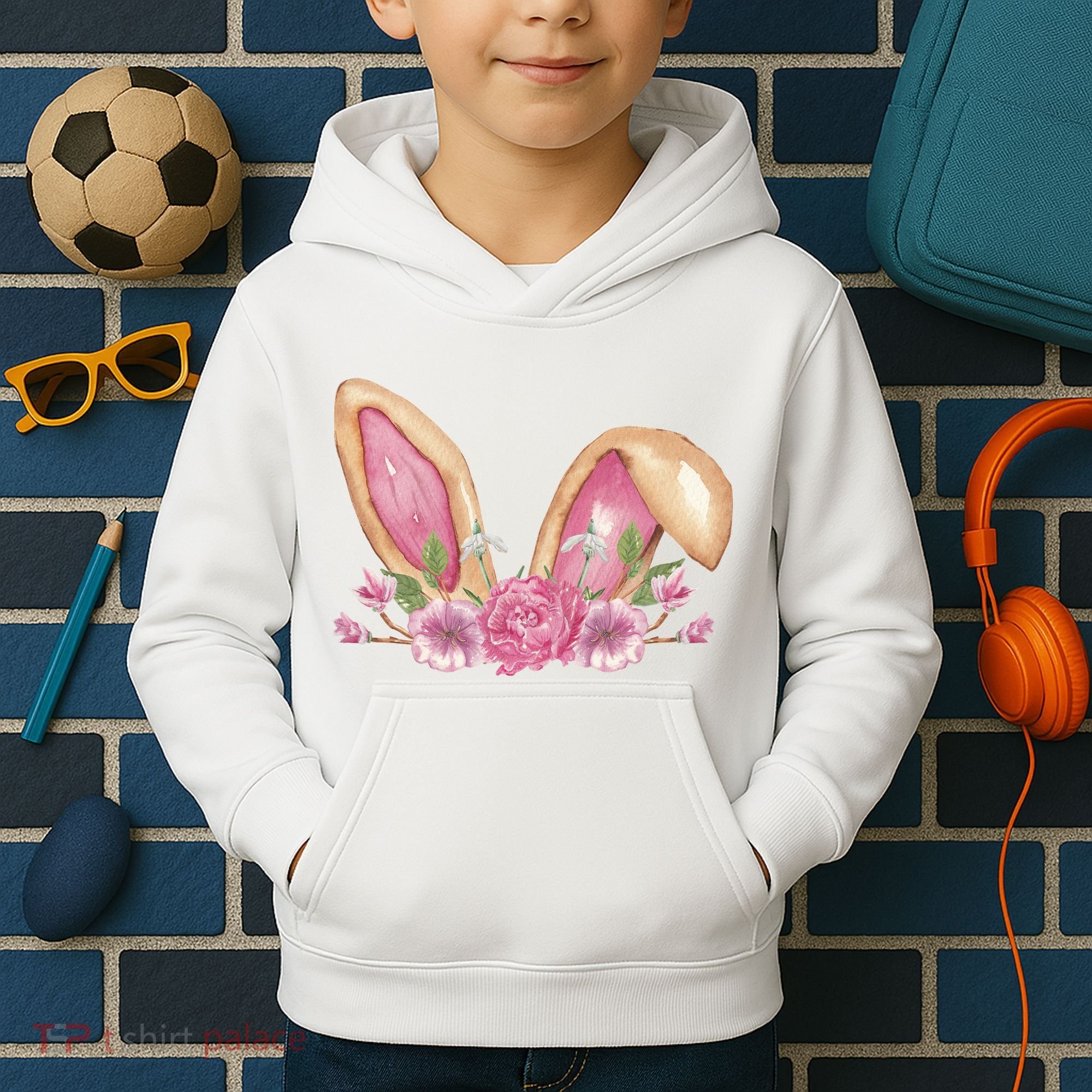 Bunny Rabbit Ears Cute Illustration Easter Kids Hoodie