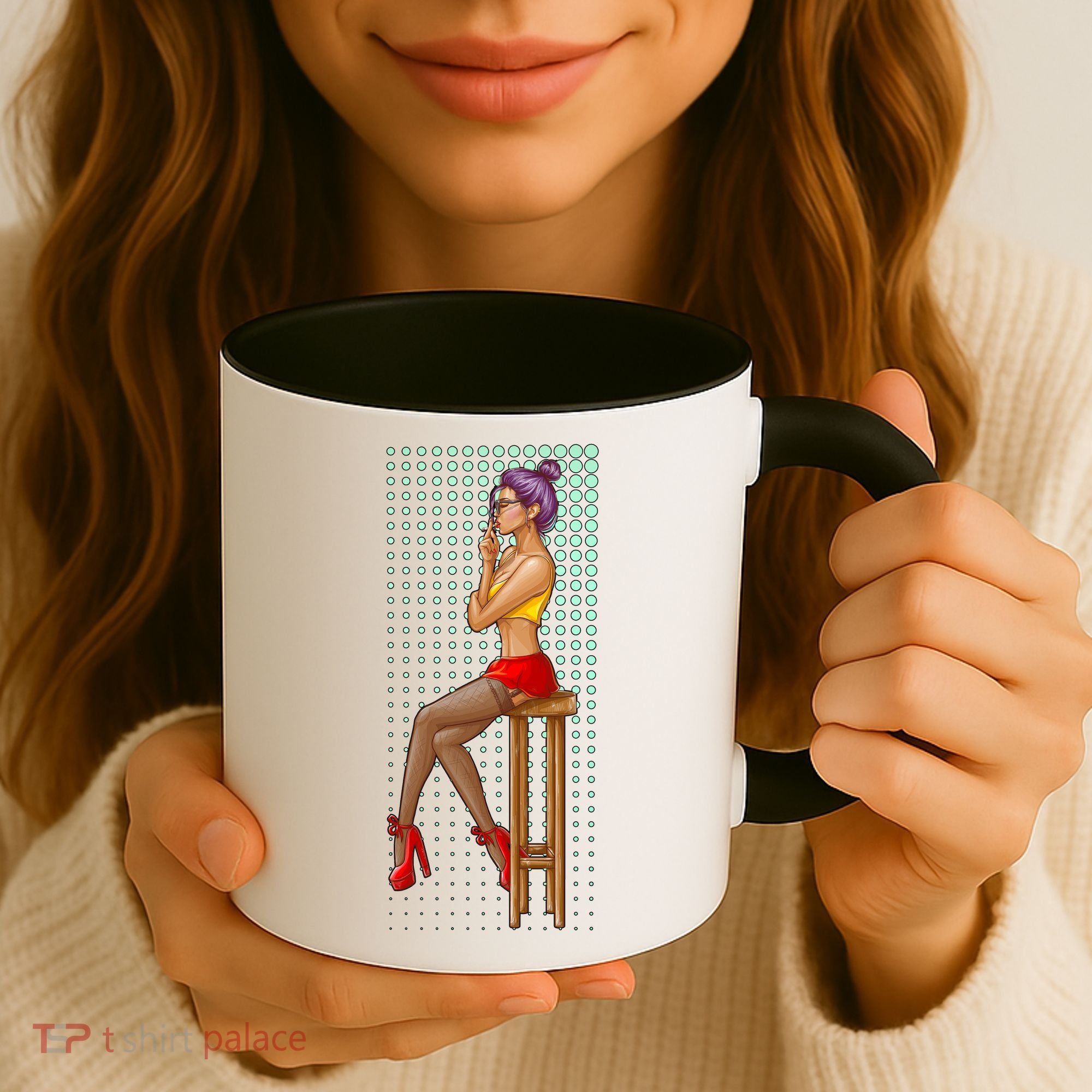 Break Girl Smoking Red Heels Coffee Mug