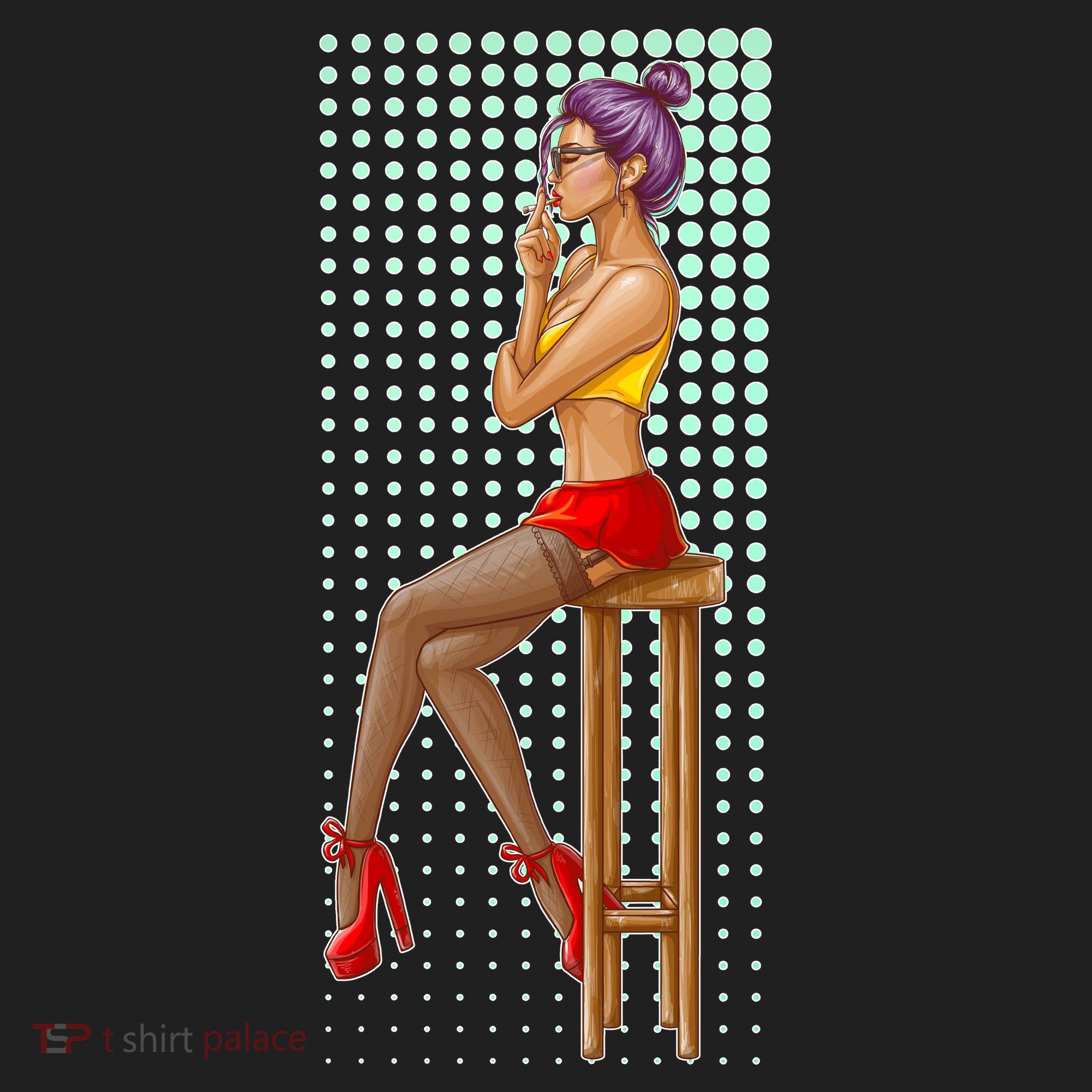 Break Girl Smoking Red Heels Hat