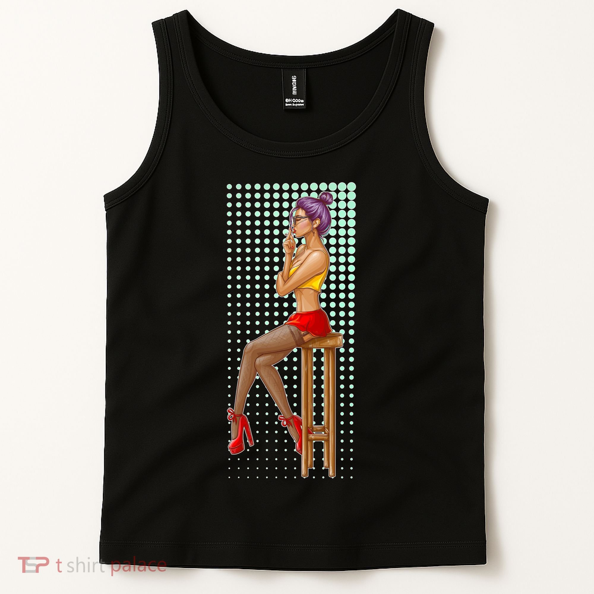 Break Girl Smoking Red Heels Tank Top
