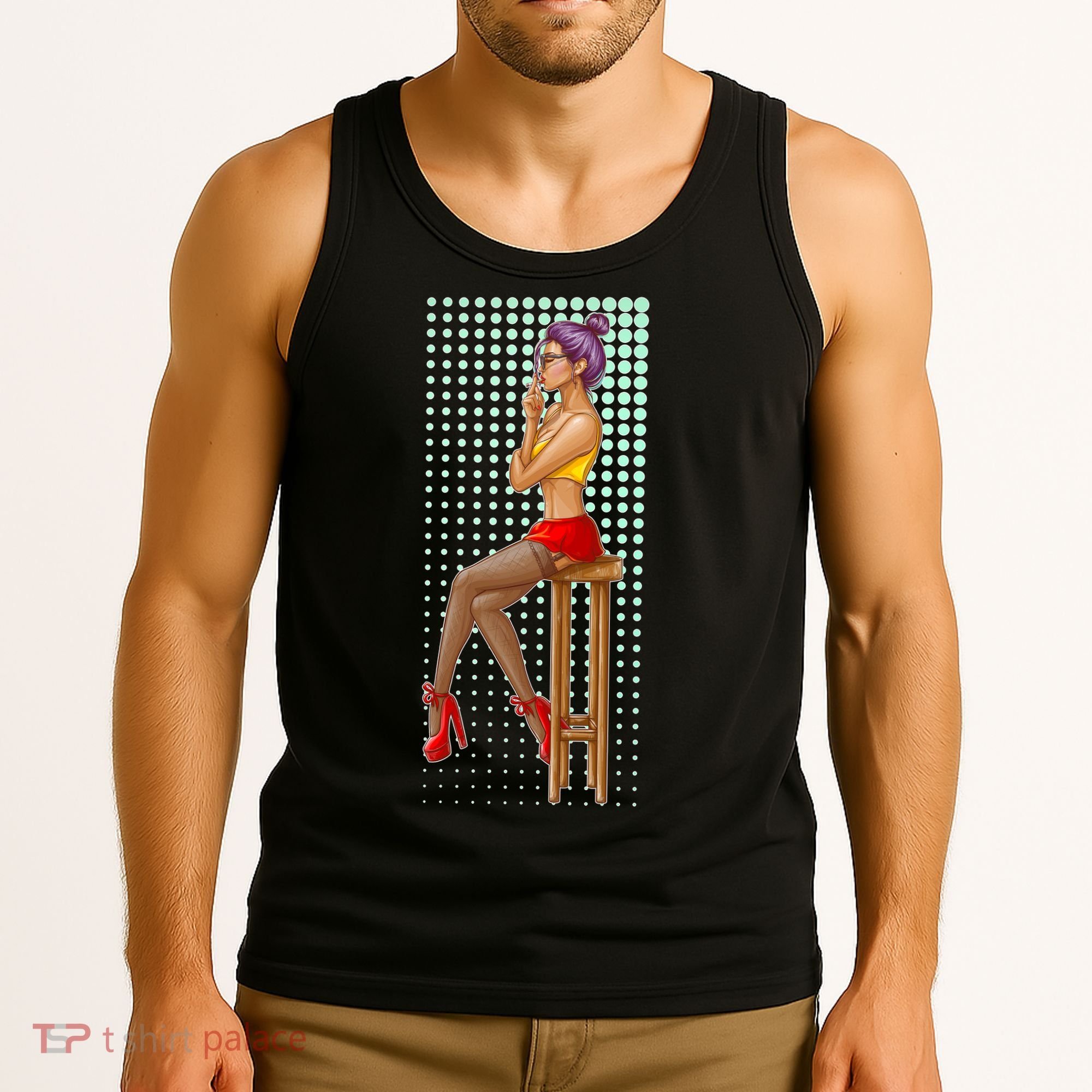 Break Girl Smoking Red Heels Tank Top