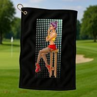 Break Girl Smoking Red Heels Golf Towel thumb 1