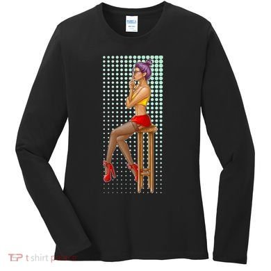 Break Girl Smoking Red Heels Women's Long Sleeve Shirt