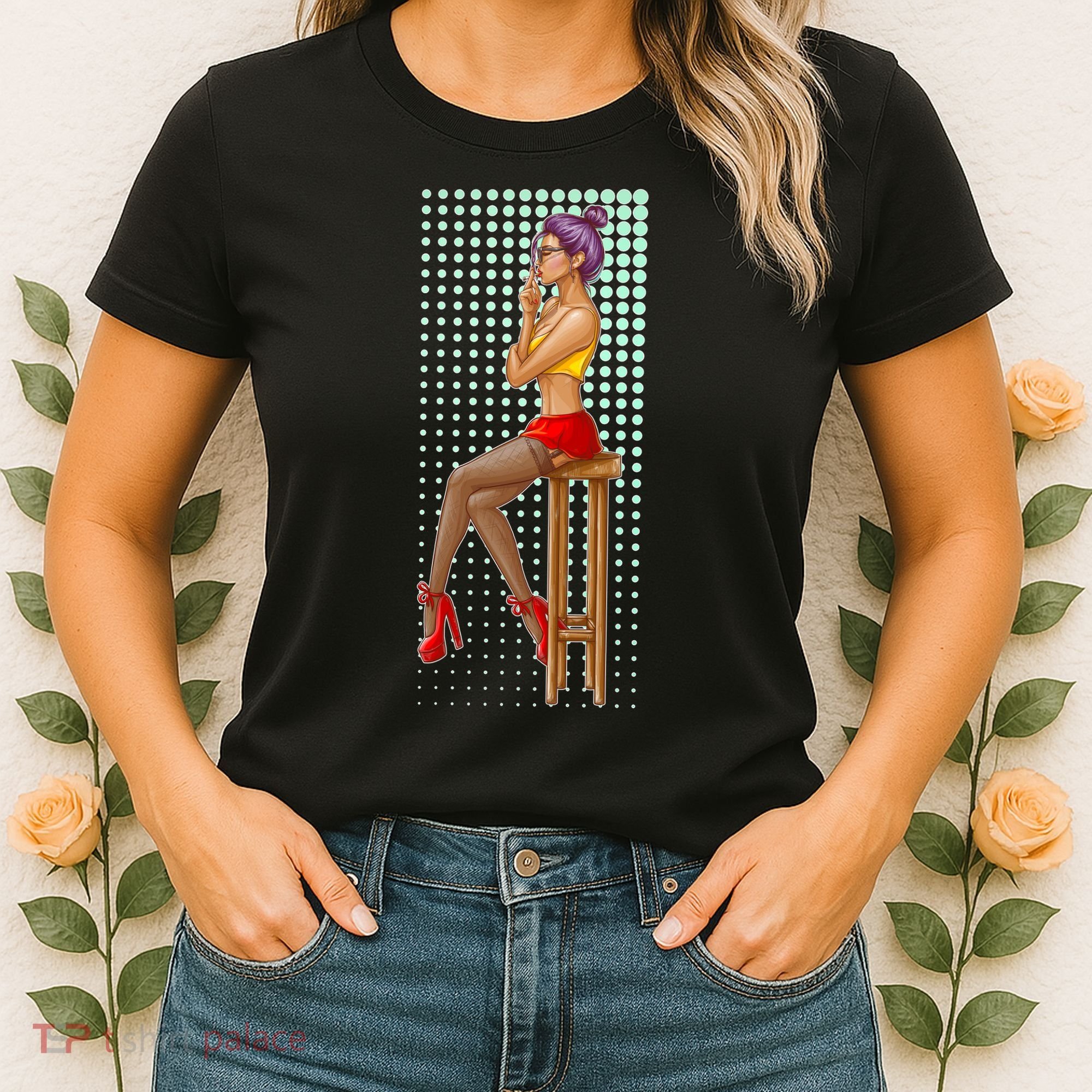 Break Girl Smoking Red Heels Women's T-Shirt