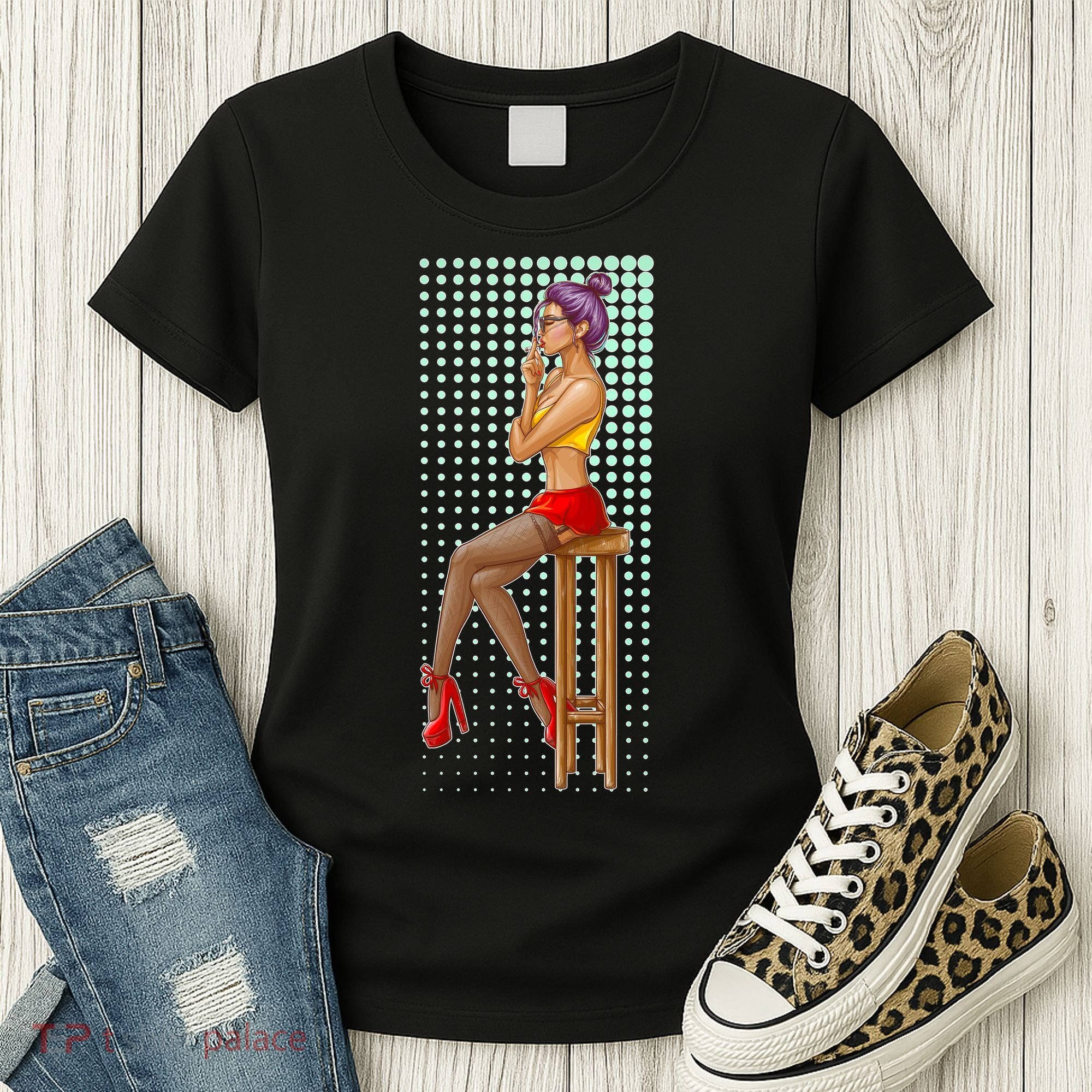 Break Girl Smoking Red Heels Women's T-Shirt