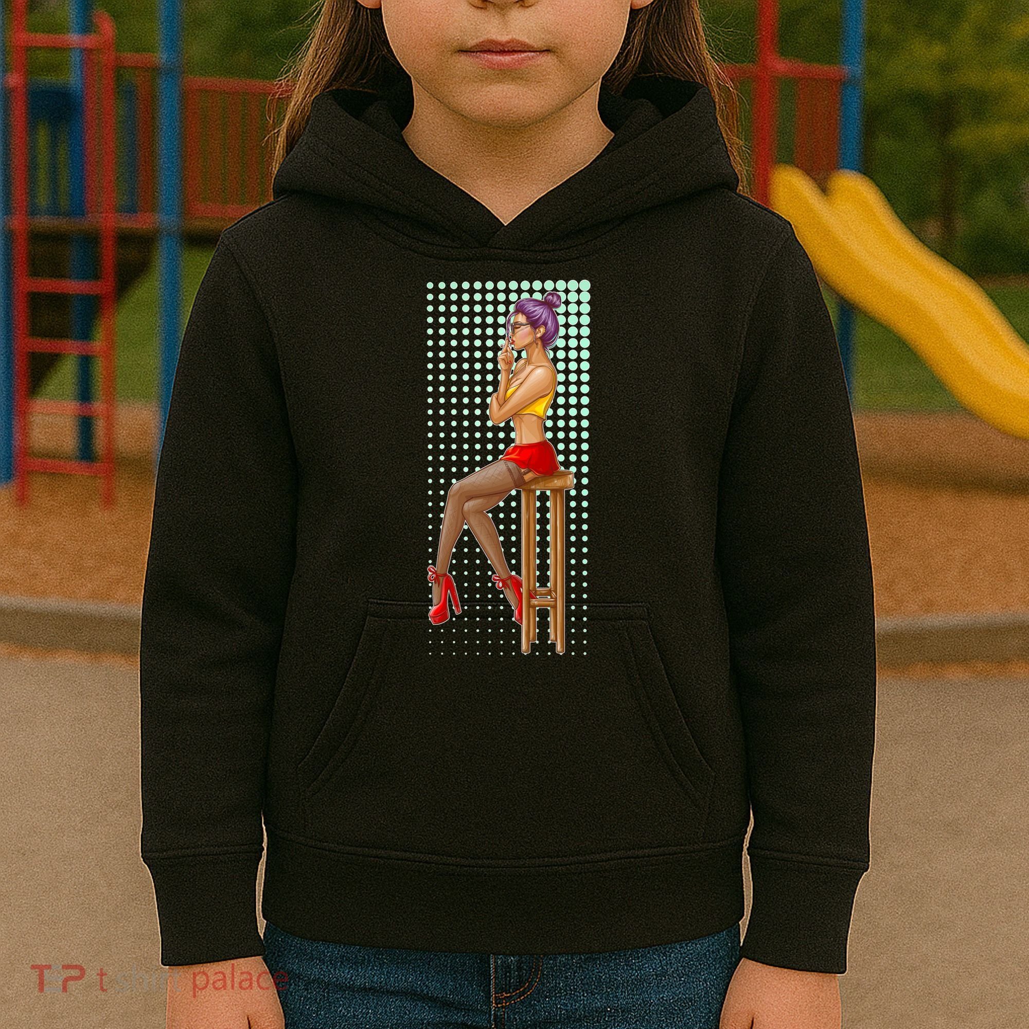 Break Girl Smoking Red Heels Kids Hoodie