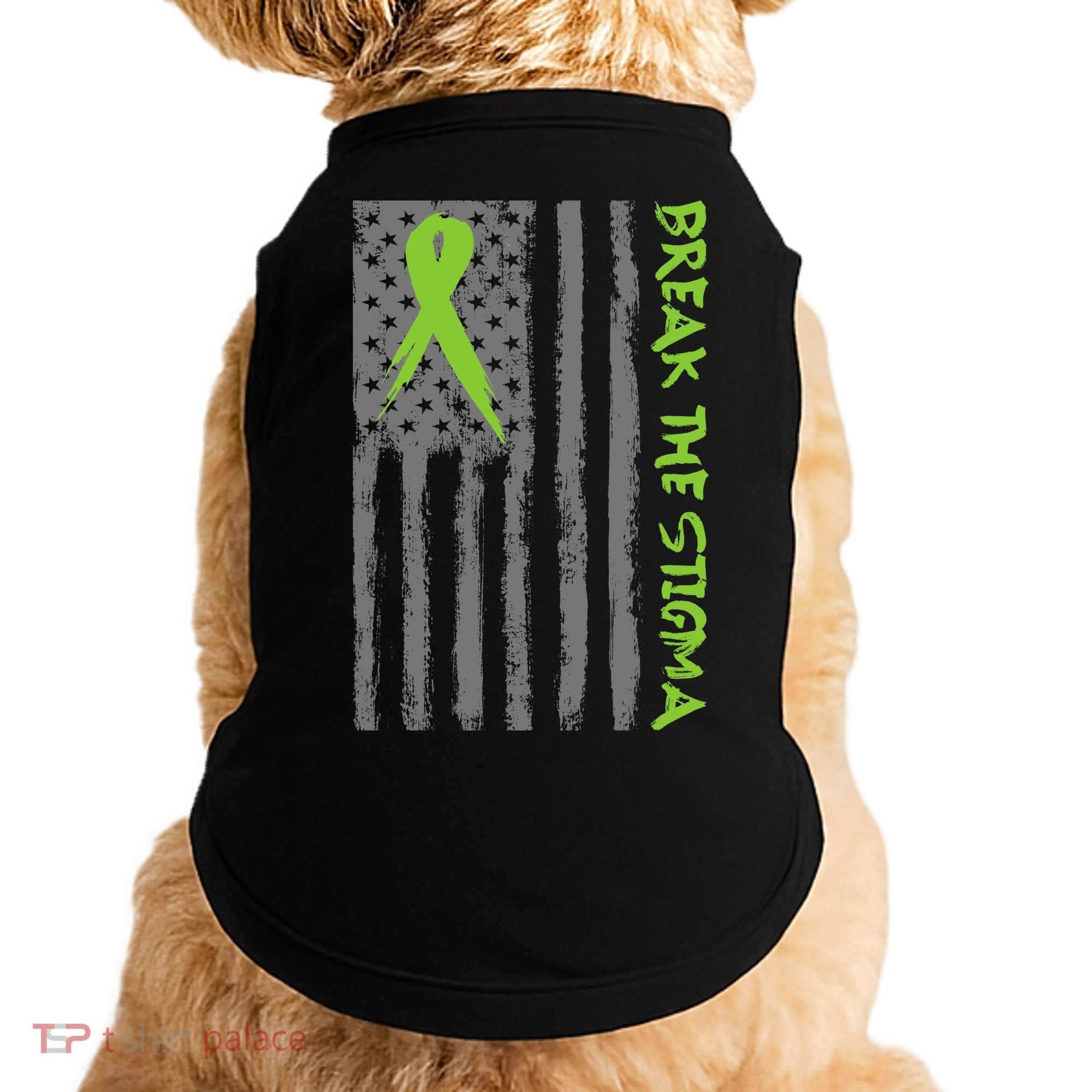 Break The Stigma Ribbon Flag Mental Heath Doggie Tank