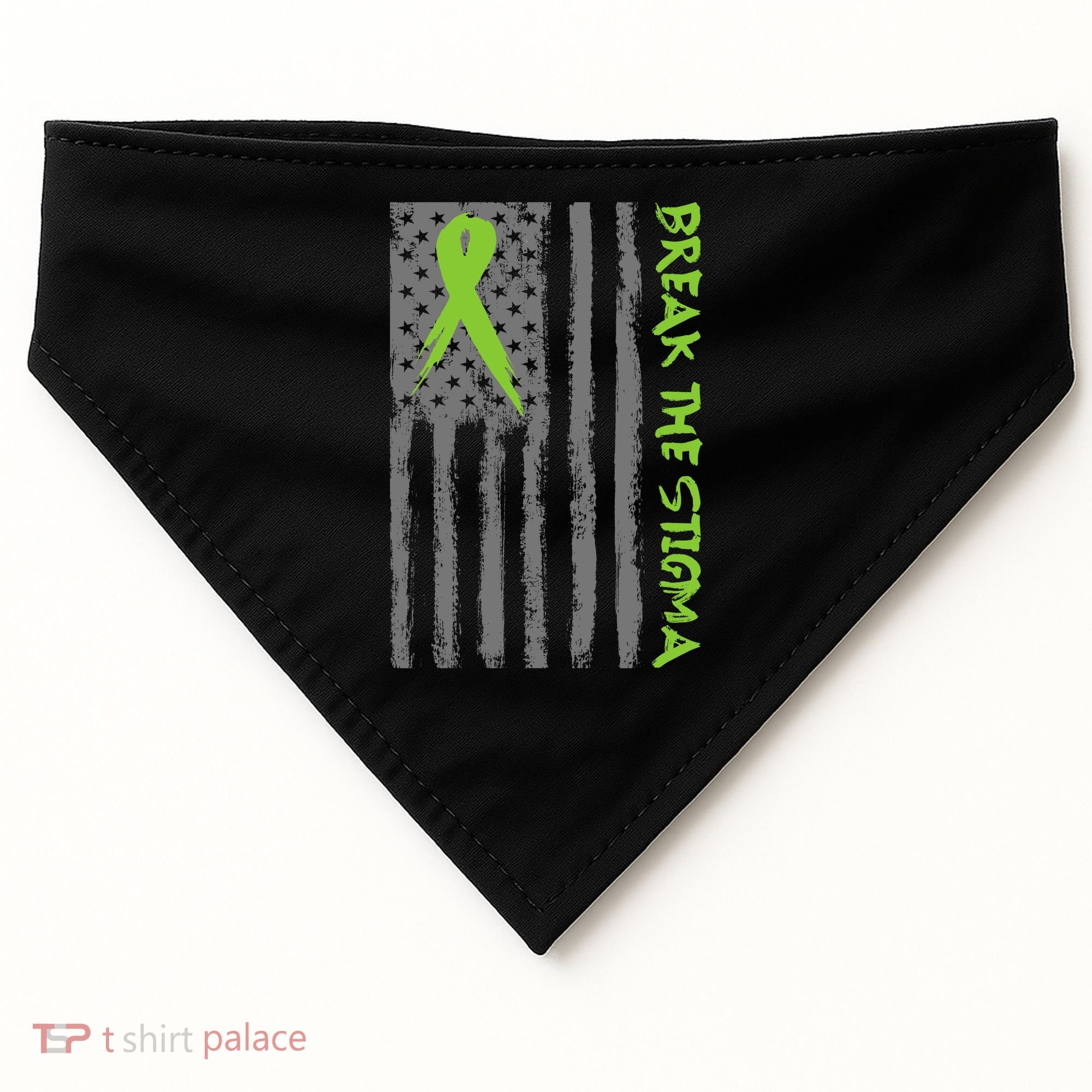 Break The Stigma Ribbon Flag Mental Heath USA-Made Doggie Bandana