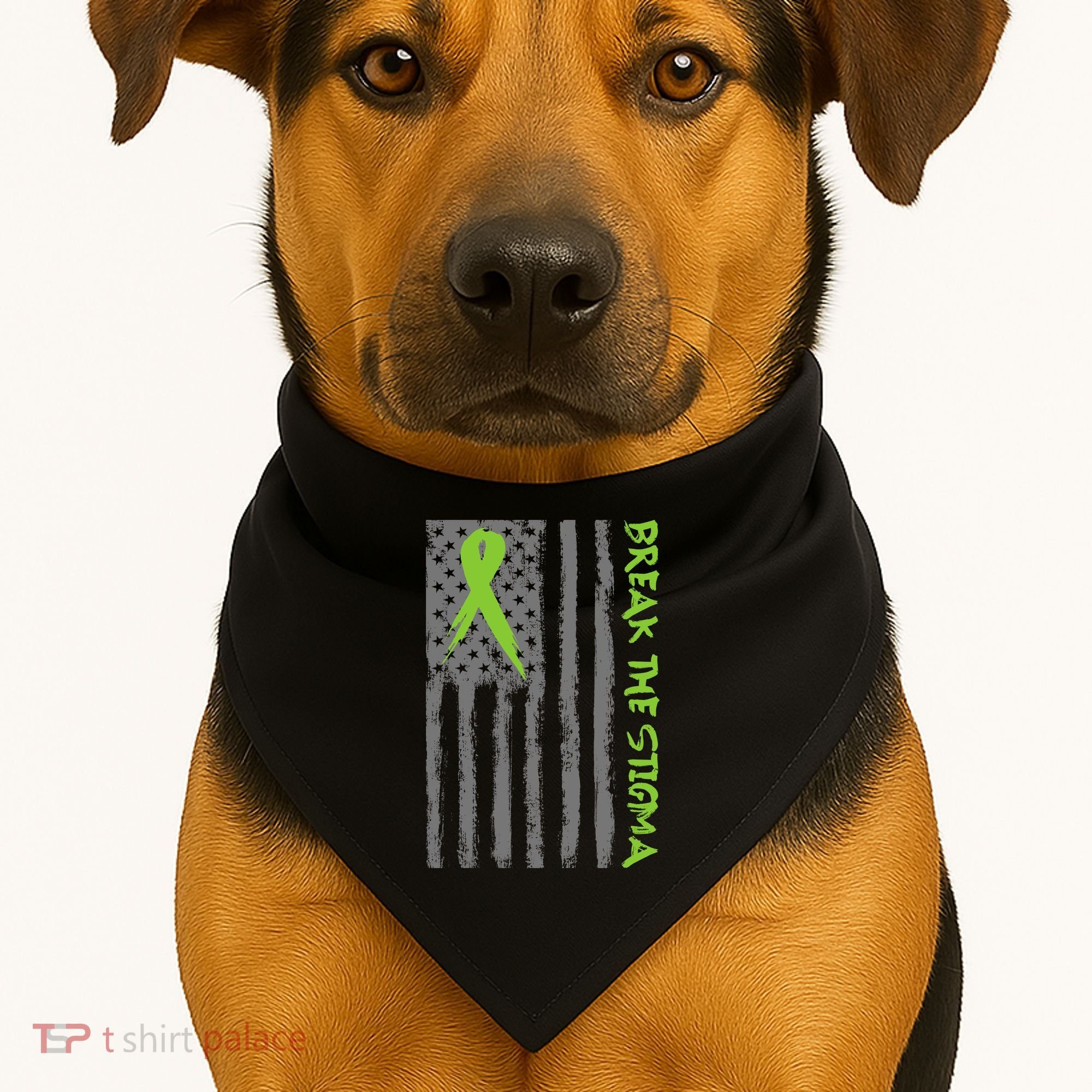 Break The Stigma Ribbon Flag Mental Heath USA-Made Doggie Bandana