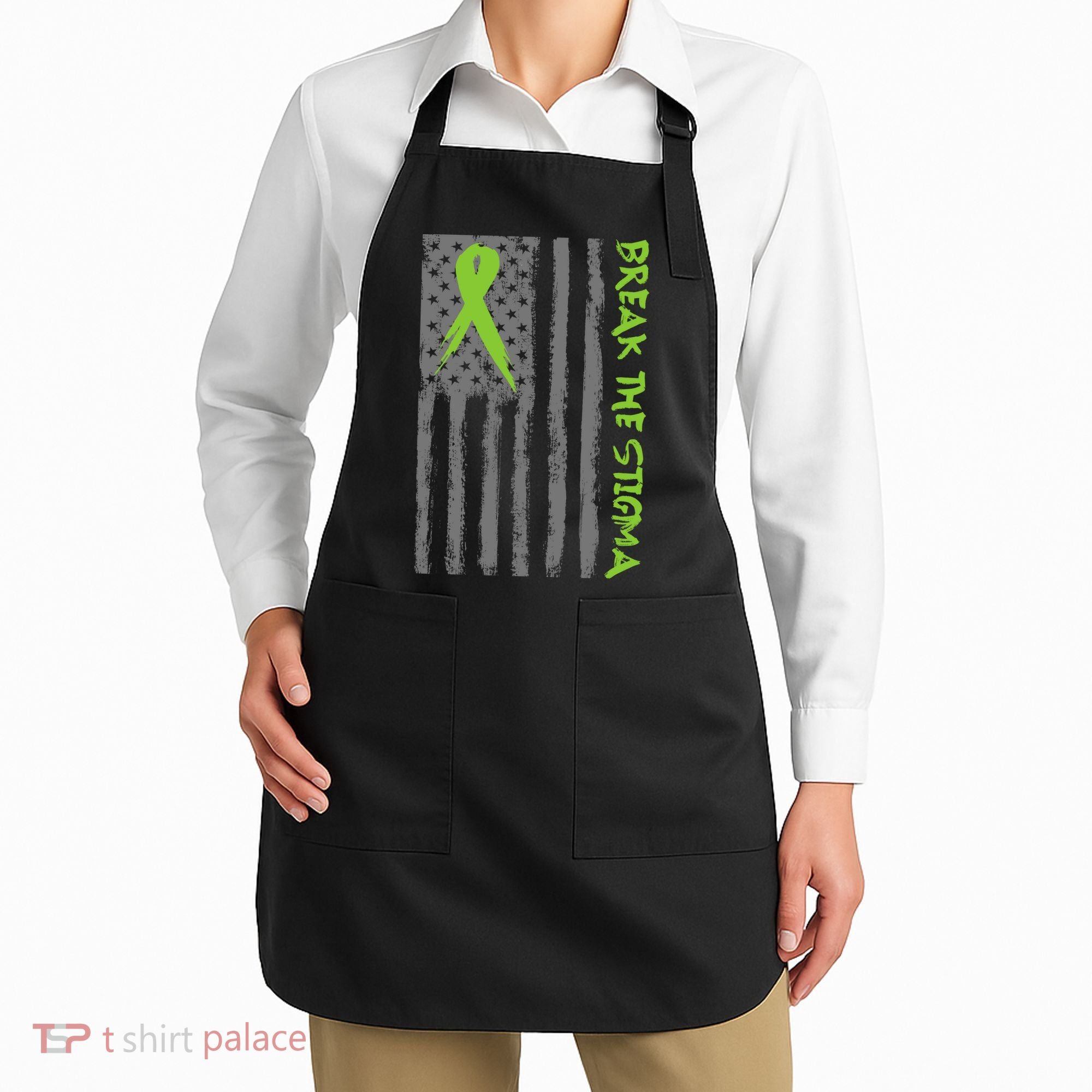 Break The Stigma Ribbon Flag Mental Heath Apron